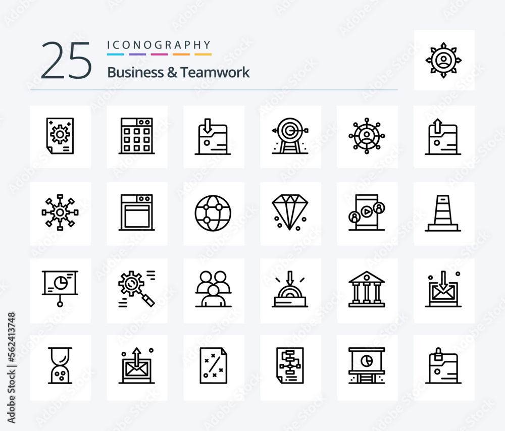 Business And Teamwork 25 Line icon pack including strategy. goal. corporate.
