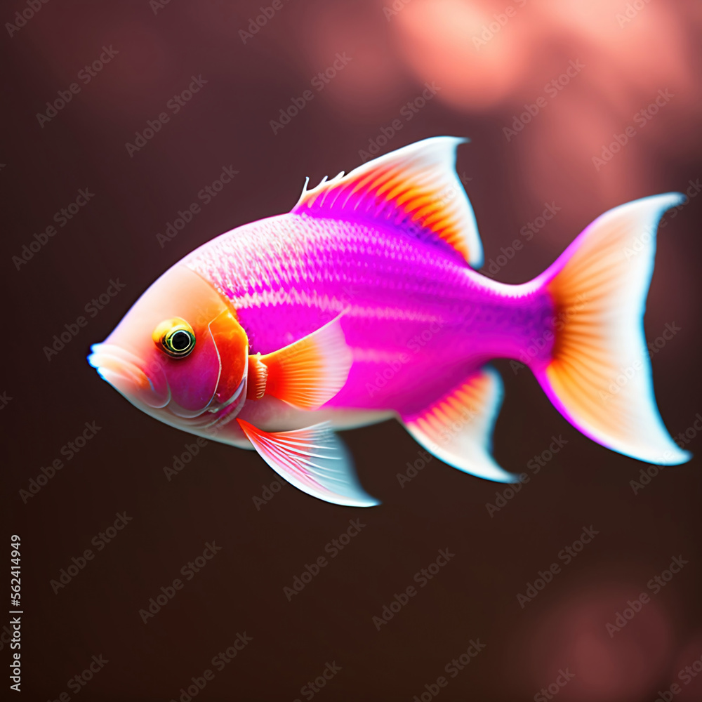 Generative AI: cute and colorful beautiful fish swimming Generative AI: cute and colorful beautiful fish swimming