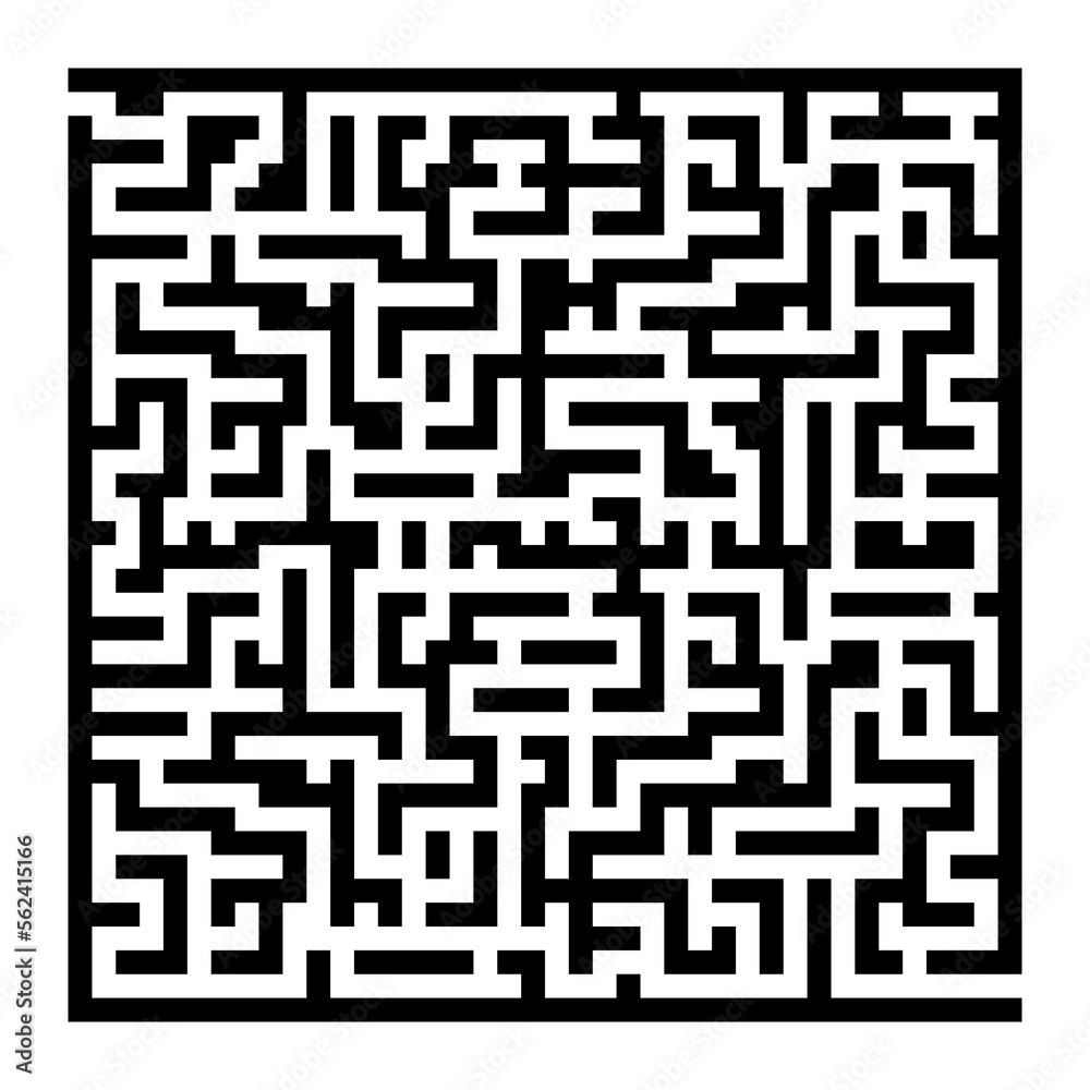 Square maze isolated on white background. Find right way in logic game labyrinth. Vector illustration