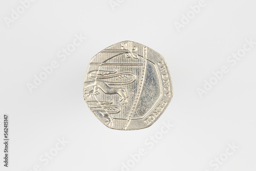 Macro shot of money 20p coin