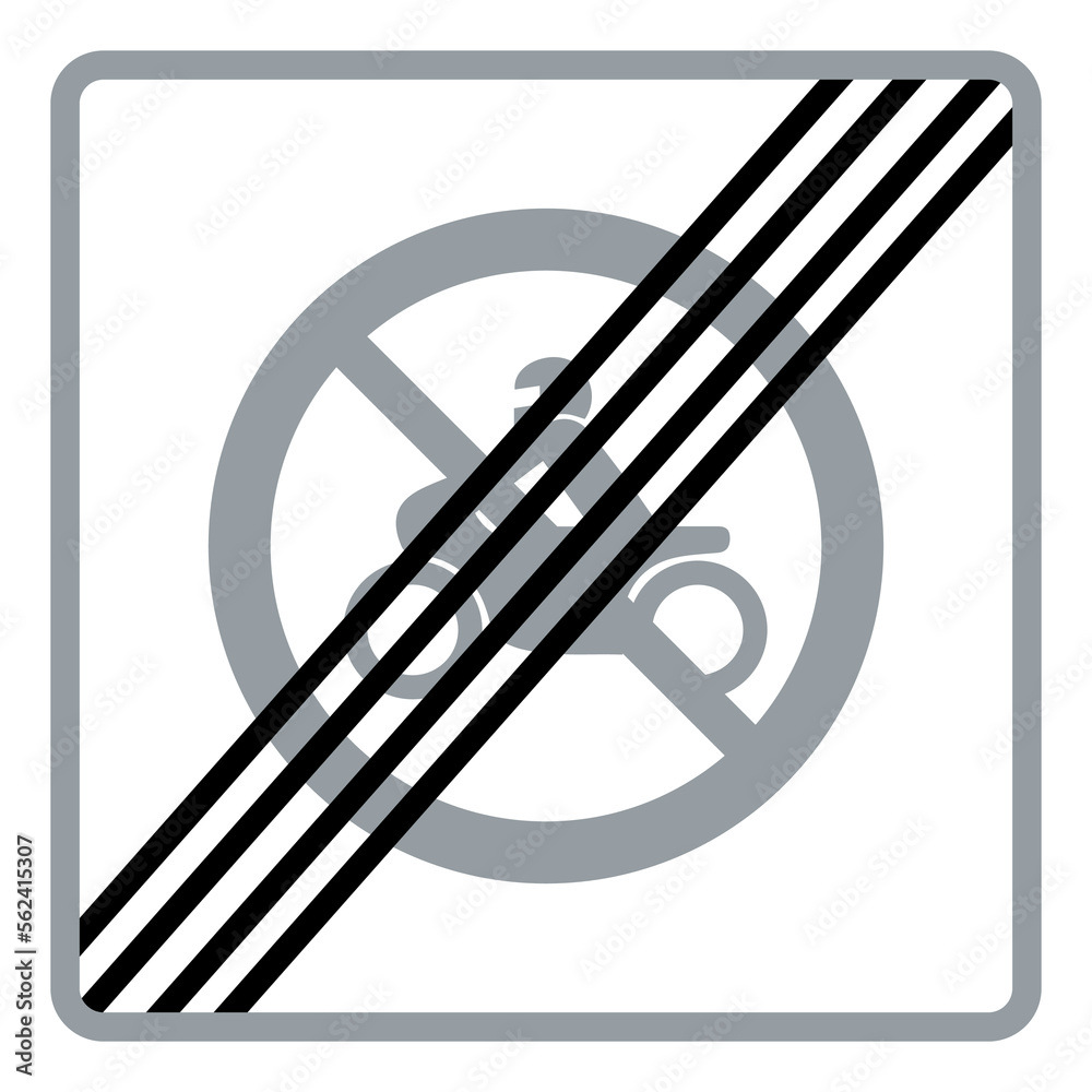 Traffic signs. Road signs. Instruction road signs. End of scope of a ...