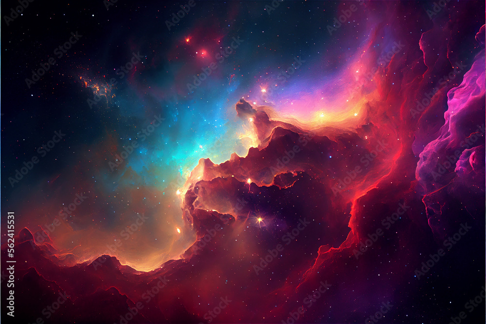 background of the universe with a pink and blue nebula, generative AI