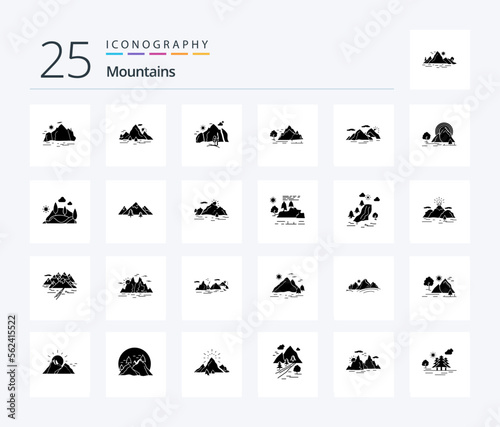 Mountains 25 Solid Glyph icon pack including hill. mountain. evening. landscape © Muhammad