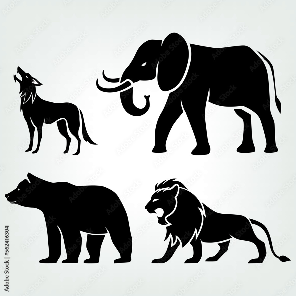 Set of Four Animal Mascots, Vector Illustration