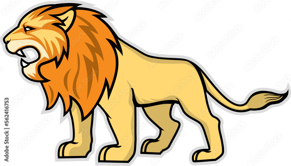 Obraz premium Lion logo for t-shirt, Lion mascot Sport wear typography emblem graphic, athletic apparel stamp.