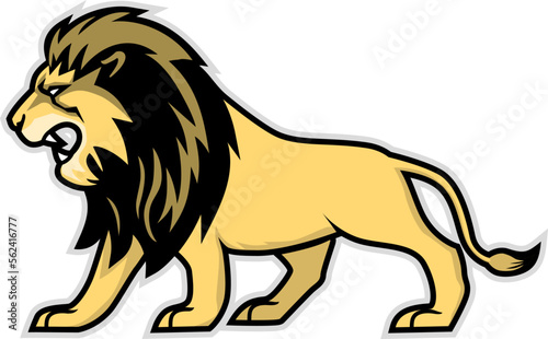 Lion logo for t-shirt, Lion mascot Sport wear typography emblem graphic, athletic apparel stamp.