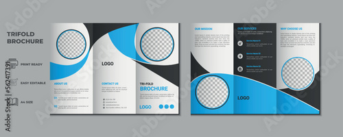 trifold brochure proposal Leaflet Flyer annual report magazine cover page three fold layout booklet company profile portfolio vector template and advertise presentation design