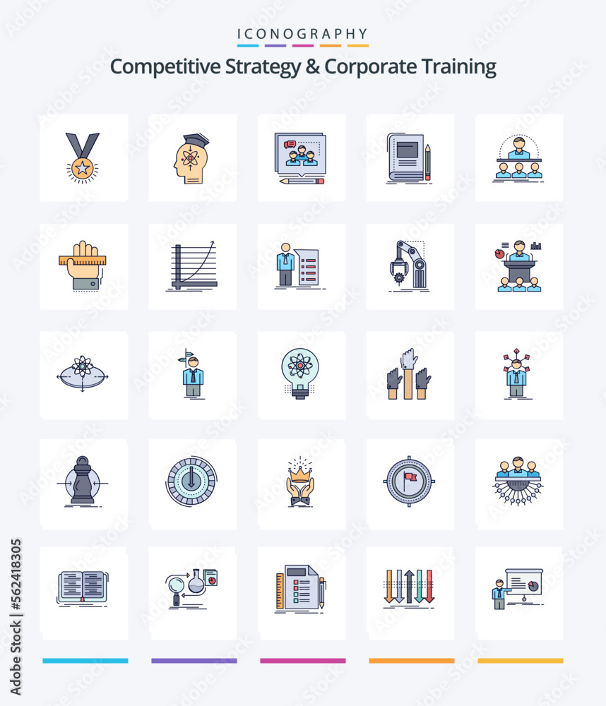 Creative Competitive Strategy And Corporate Training 25 Line FIlled icon pack  Such As business. debate. human. convince. argument