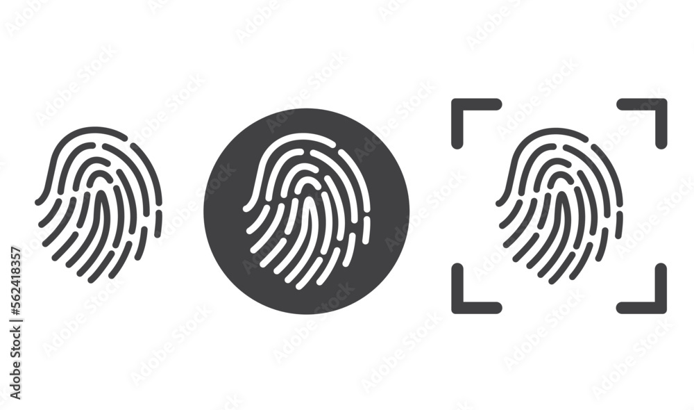 Three variants of of fingerprint, icon, vector. Three variants of of fingerprint, icon, vector.