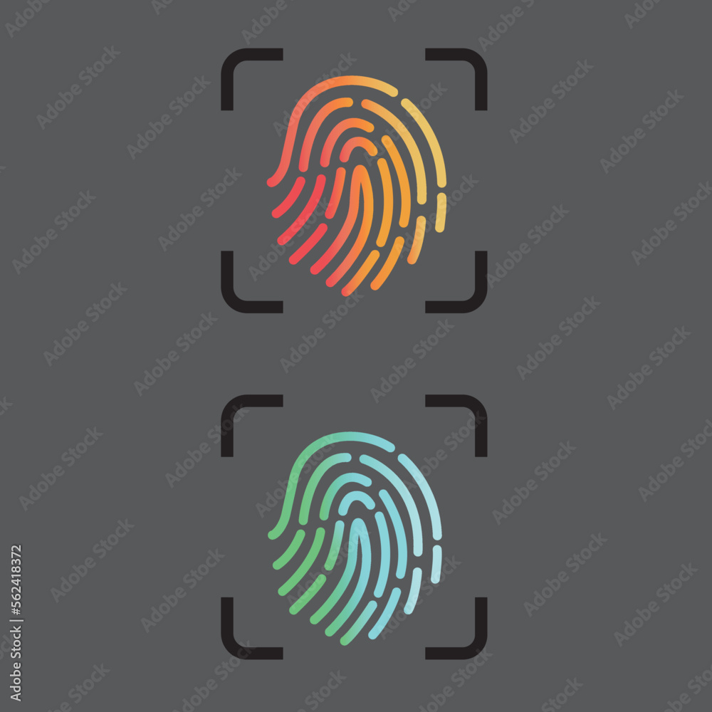 Fingerprint scanning icon for apps with security unlock, vector, icon. Fingerprint scanning icon for apps with security unlock, vector, icon.