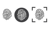 Three variants of of fingerprint, icon, vector.
