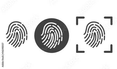 Three variants of of fingerprint, icon, vector.