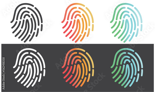 Fingerprint icon collection in six different variants.