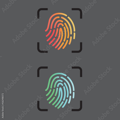 Fingerprint scanning icon for apps with security unlock, vector, icon.
