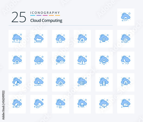 Cloud Computing 25 Blue Color icon pack including delete. star. computing. computing. rating