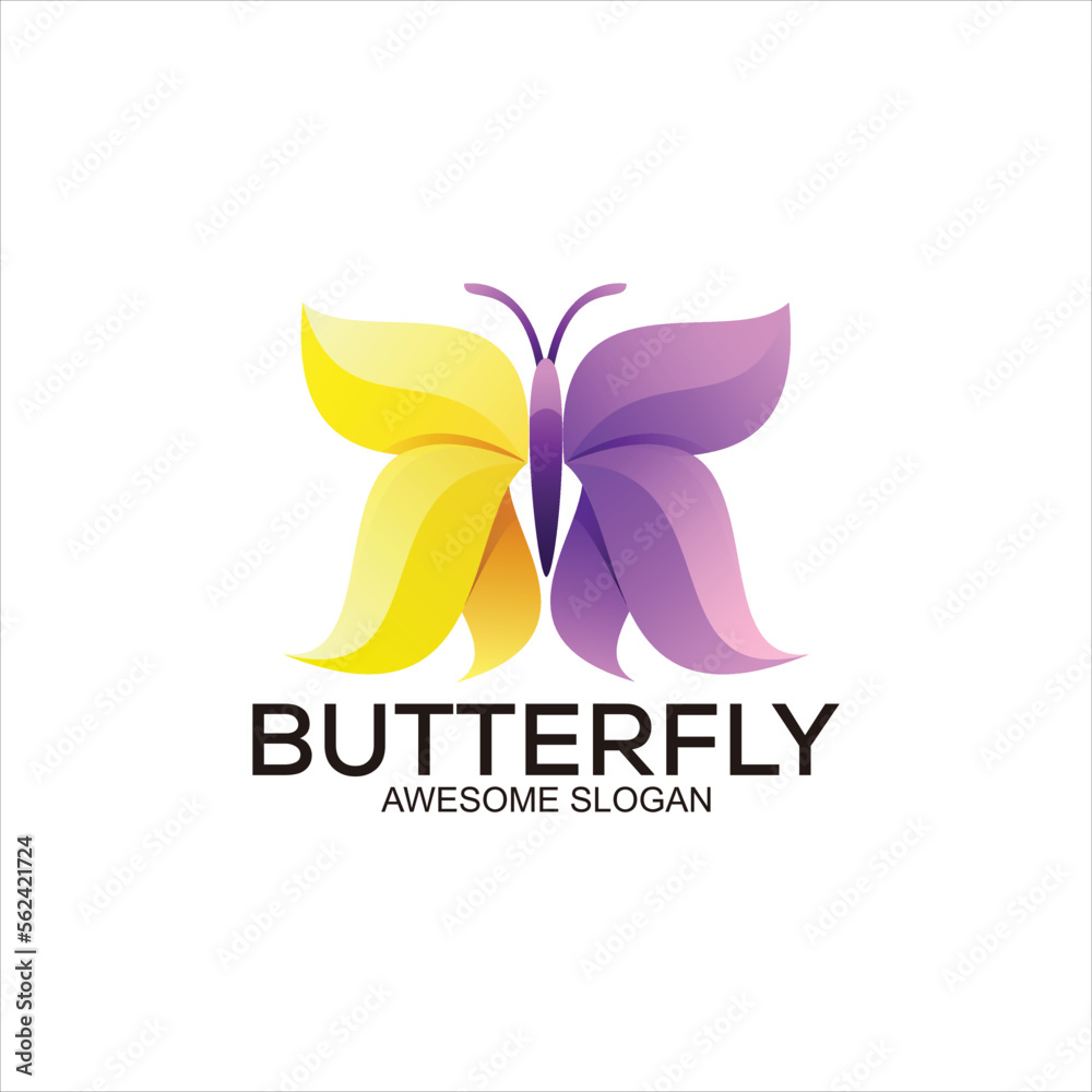 Butterfly gradient colorful logo abstract