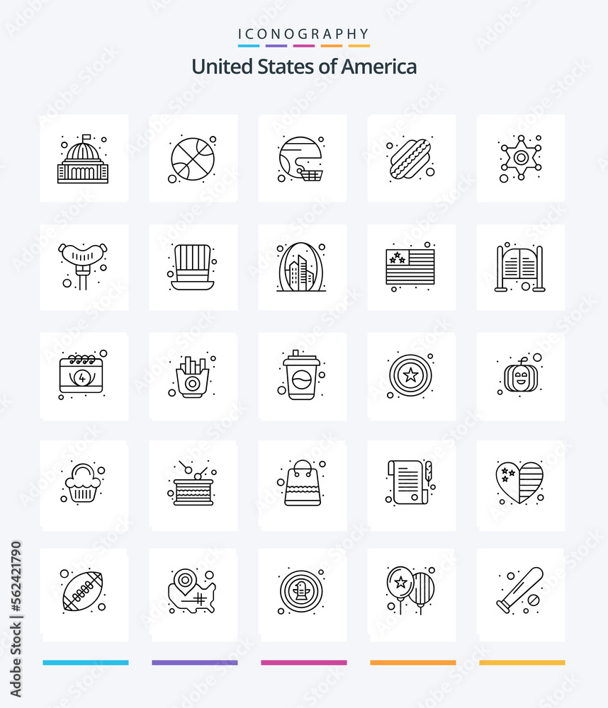 Creative Usa 25 OutLine icon pack  Such As states. american. day. united. sport