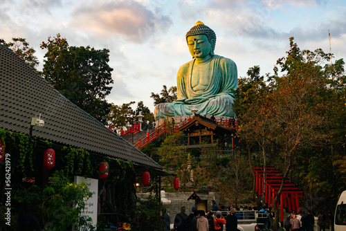 Tourist at big seated Buddha Statue.