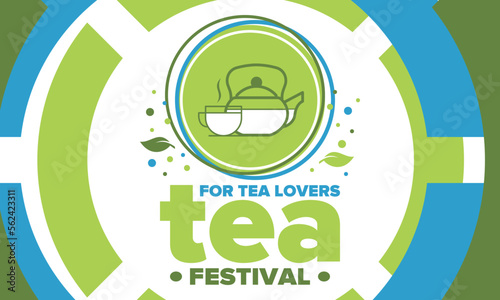 Tea Festival. For tea lovers. Event for professionals in the tea industry. Tea ceremony. Delicious leaf tea. Cafes and restaurants. Trainings for baristas from staff schools. Creative Illustration