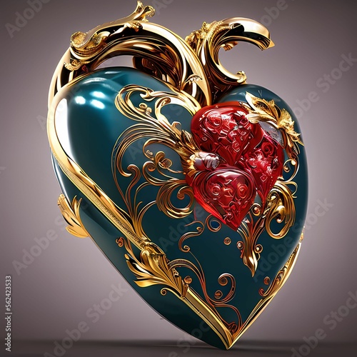 3D render of special Heart art for Valentine day using Generative AI