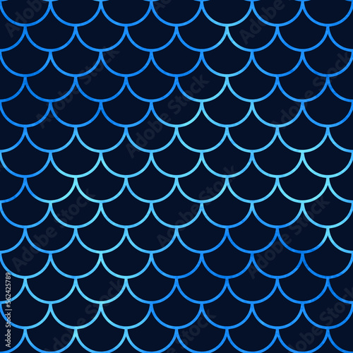 Scale fish seamless pattern. Repeating wave lattice for design prints. Repeated geometric ornament. Fishscal swatch. Repeat sample. Wavy circle line. Decorative geometry trellis. Vector illustration