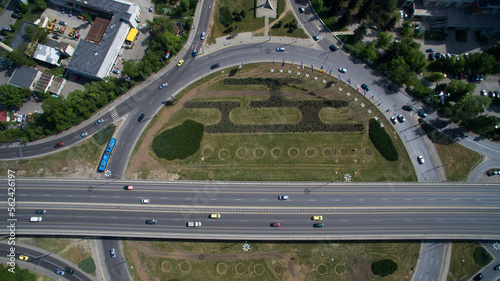 Drone photo of the 4-th kilometer roundabout in Sofia, Bulgaria
