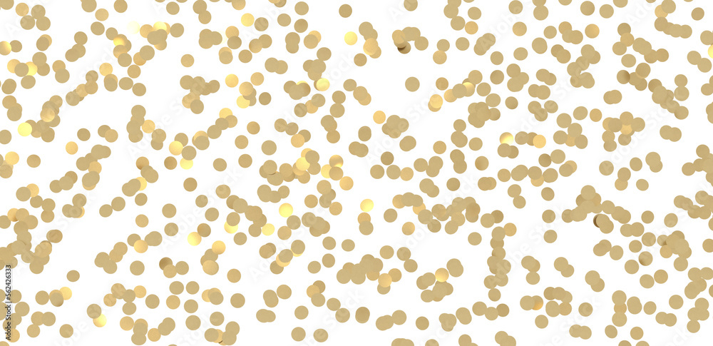 Gold confetti background, isolated on transparent