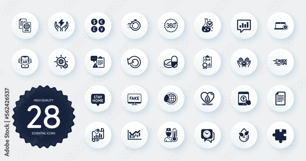 Set of Science icons, such as Recovery data, File and 360 degrees flat icons. Education, Local grown, Chemistry lab web elements. Cogwheel, Augmented reality, Money currency signs. Vector Set of Science icons, such as Recovery data, File and 360 degrees flat icons. Education, Local grown, Chemistry lab web elements. Cogwheel, Augmented reality, Money currency signs. Vector