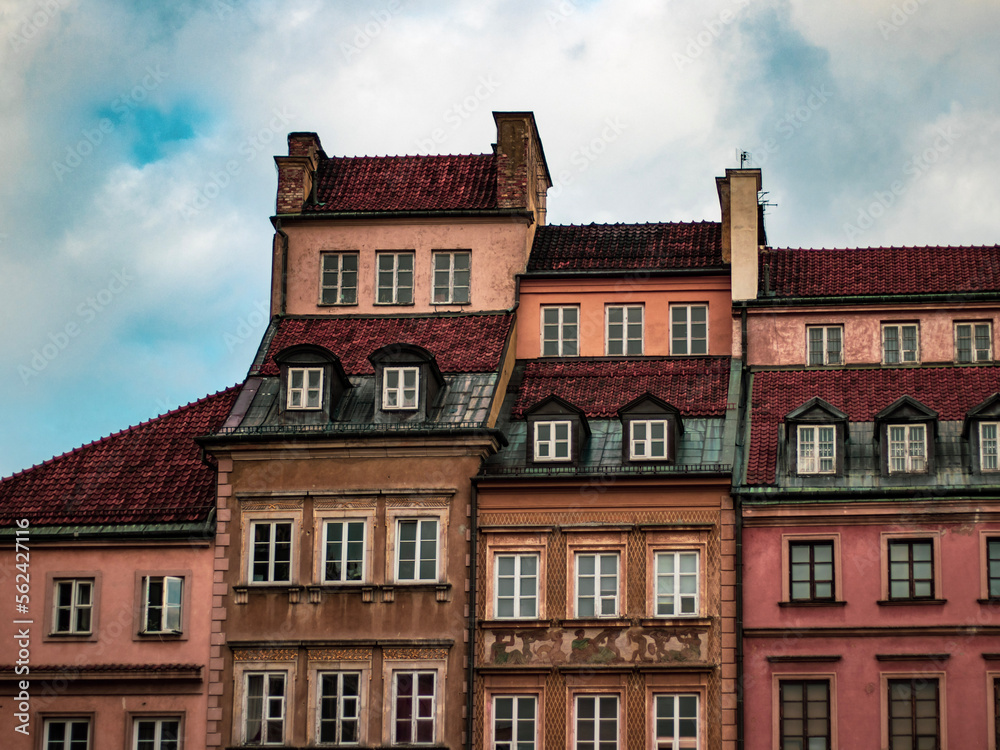 Old town houses in Warsaw, Poland