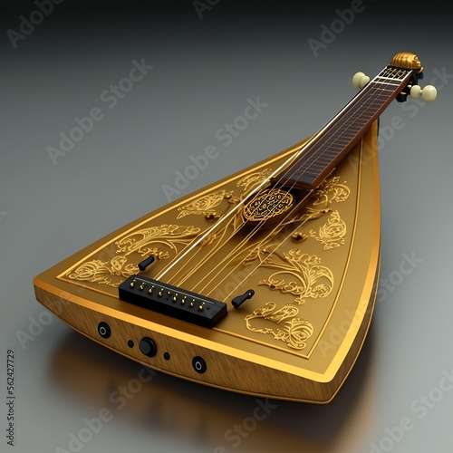 golden dulcimer rare instrumental with strings music opera concert old antique musical sound with lace pattern guitar classical opera ornate patterned stringed photo