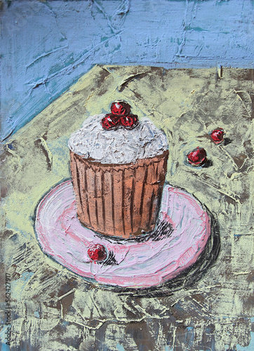 chocolate cupcake with cherry