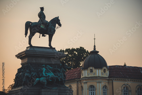 The monument of Tsar Liberator in Sofia Bulgaria at sunset
