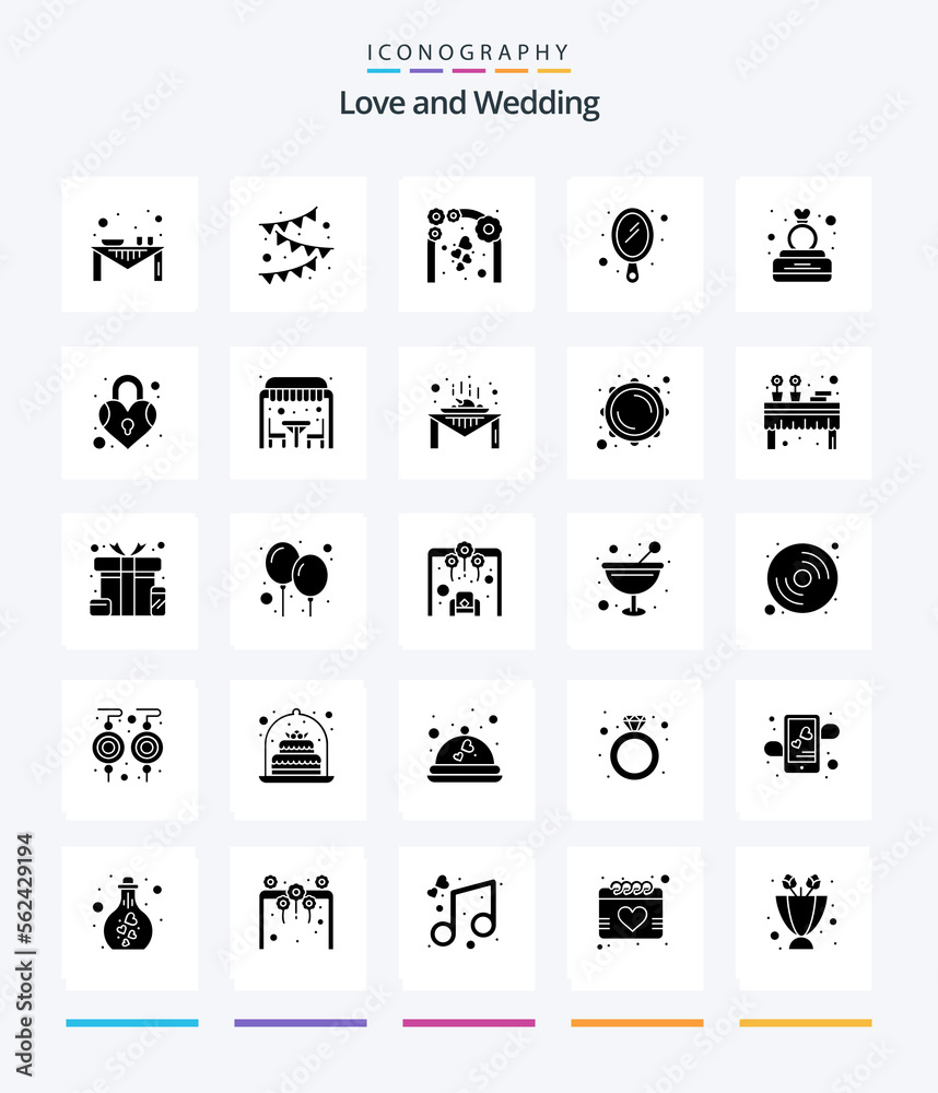 Creative Wedding 25 Glyph Solid Black icon pack  Such As diamond. mirror. celebration. makeup. decoration