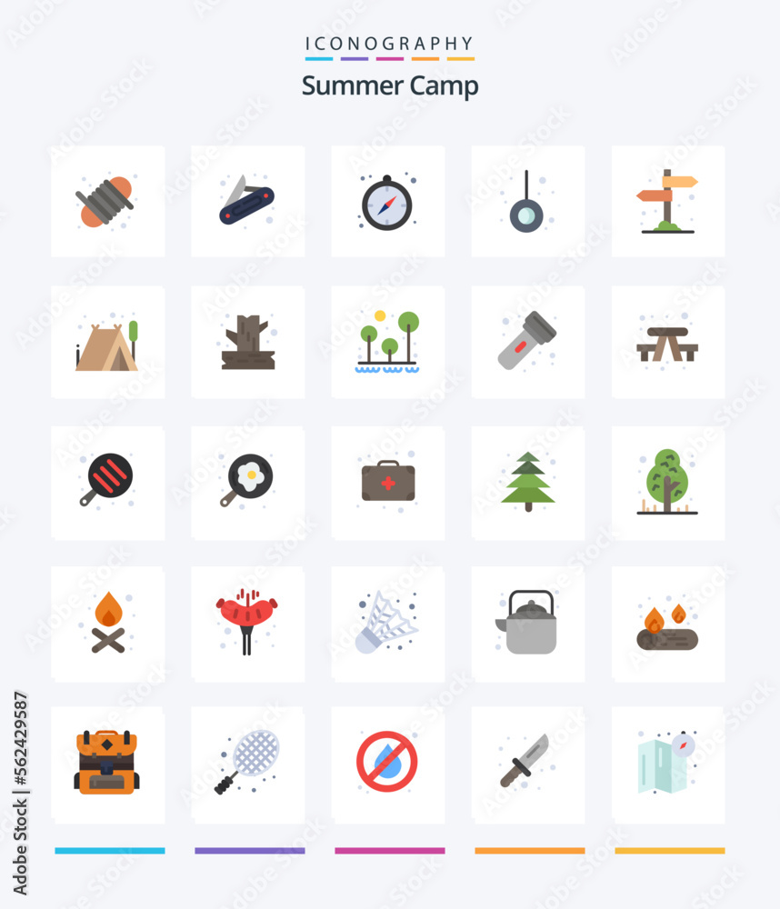 Creative Summer Camp 25 Flat icon pack  Such As camping. direction. compass. camping. camping