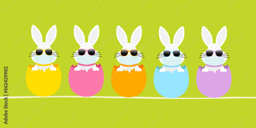 5 Osterhasen Maske In Eierschalen Sonnenbrille Banner Grün 5 Osterhasen Maske In Eierschalen Sonnenbrille Banner Grün