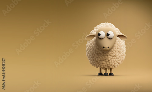 Cute Cartoon Sheep Banner w...