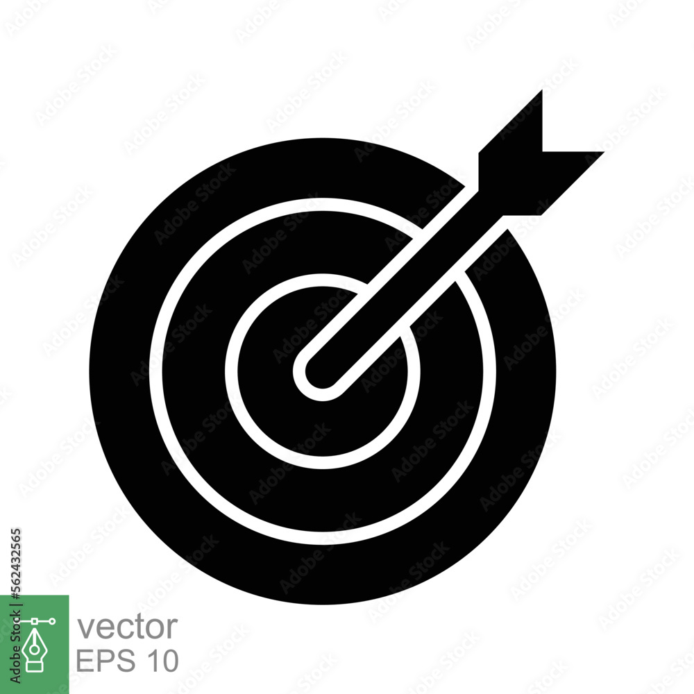 Target icon. Simple solid style. Focus accuracy dart, arrow dartboard hit, goal, objective, opportunity, business concept. Flat, glyph vector illustration isolated on white background. EPS 10. Target icon. Simple solid style. Focus accuracy dart, arrow dartboard hit, goal, objective, opportunity, business concept. Flat, glyph vector illustration isolated on white background. EPS 10.