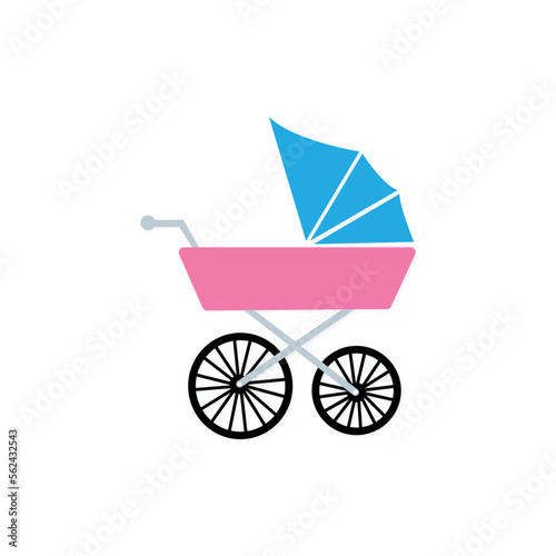 Stroller, carriage vector icon on white background.