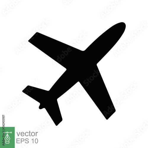 Airplane icon. Simple flat style. Flight, aircraft, plane silhouette, travel, transportation concept. Vector illustration isolated on white background. EPS 10.