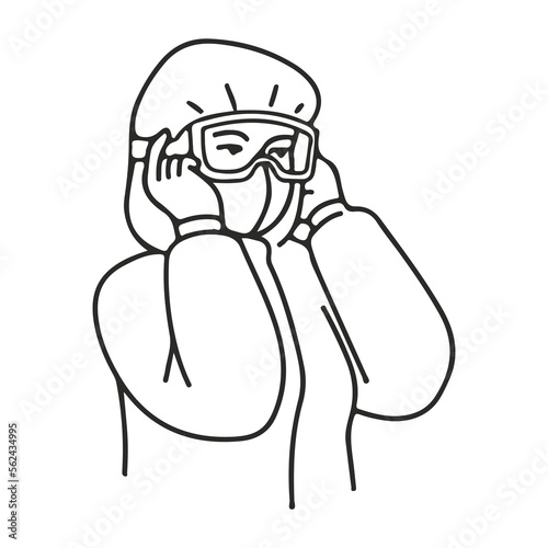 Wear hood mask and glasses isolated character vector sign design.