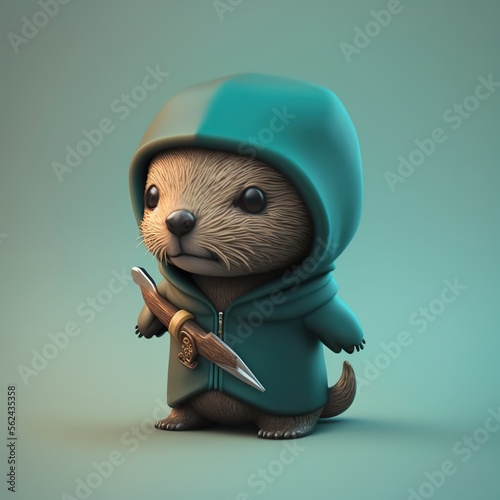 Otter moyen age character 3D photo