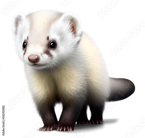 cute ferret walking, illustration on transparent background