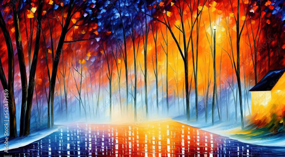 Naklejka premium Winter landscape in the park