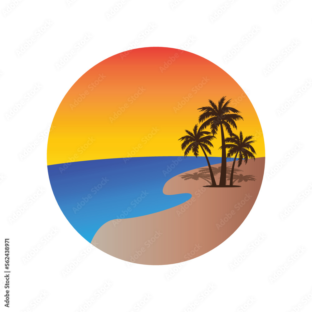 coconut tree vector design by the beach