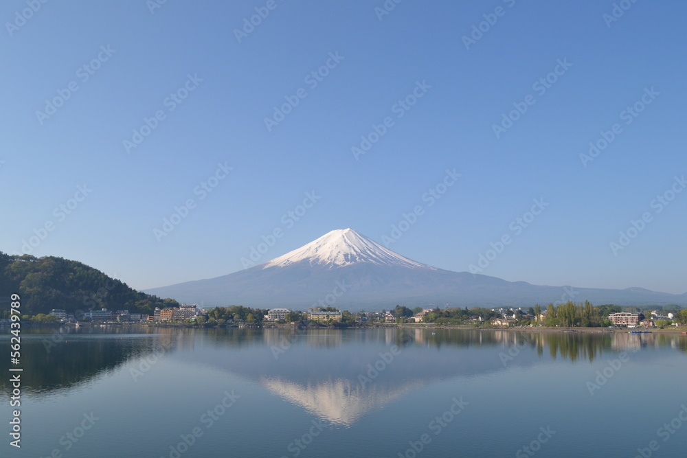 河口湖から見た昼間の富士山