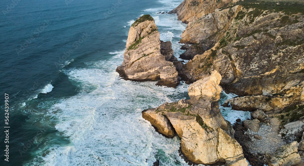 Aerial view of Cabo da Roca, the westernmost point of the European continent. High quality photo