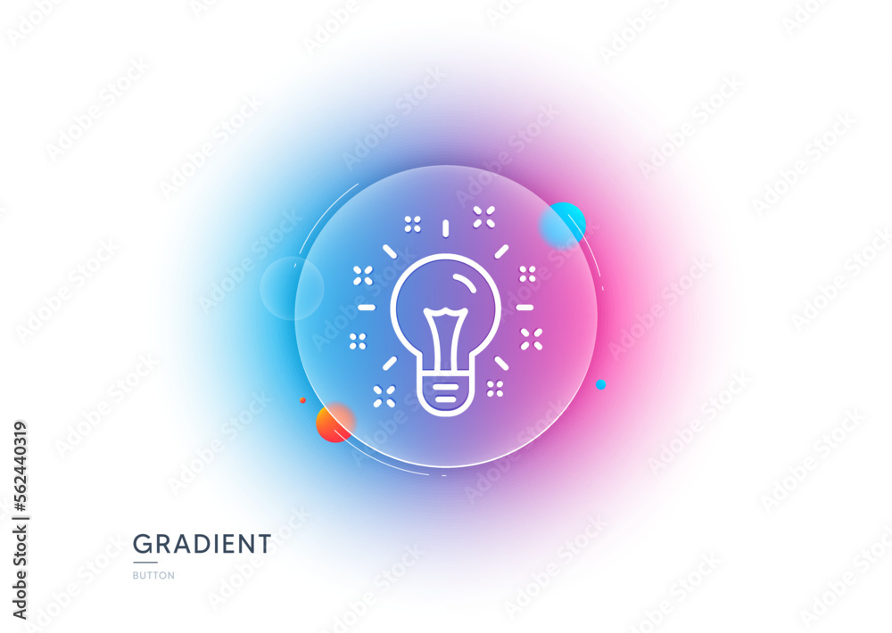 Idea line icon. Gradient blur button with glassmorphism. Light bulb or Lamp sign. Creativity, Solution or Thinking symbol. Transparent glass design. Idea line icon. Vector Idea line icon. Gradient blur button with glassmorphism. Light bulb or Lamp sign. Creativity, Solution or Thinking symbol. Transparent glass design. Idea line icon. Vector
