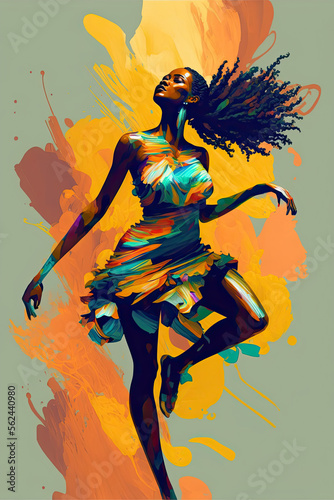 Black african woman graceful dance abstract illustration concept
