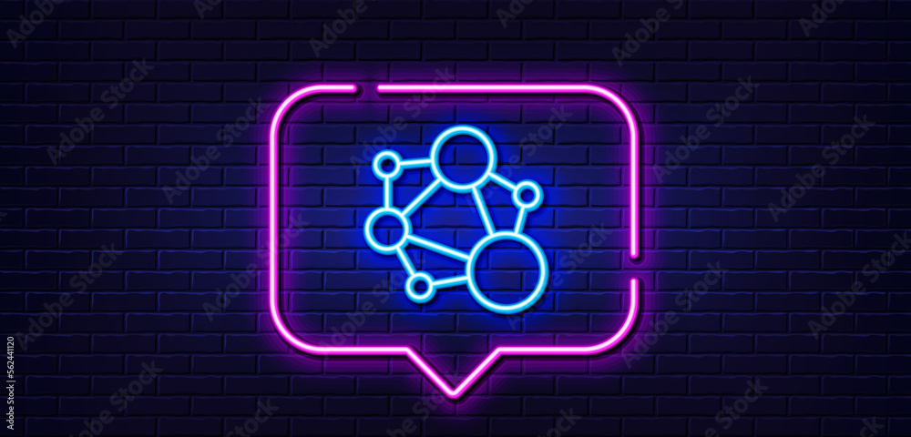 Neon light speech bubble. Integrity line icon. Social network sign. Core value symbol. Neon light background. Integrity glow line. Brick wall banner. Vector