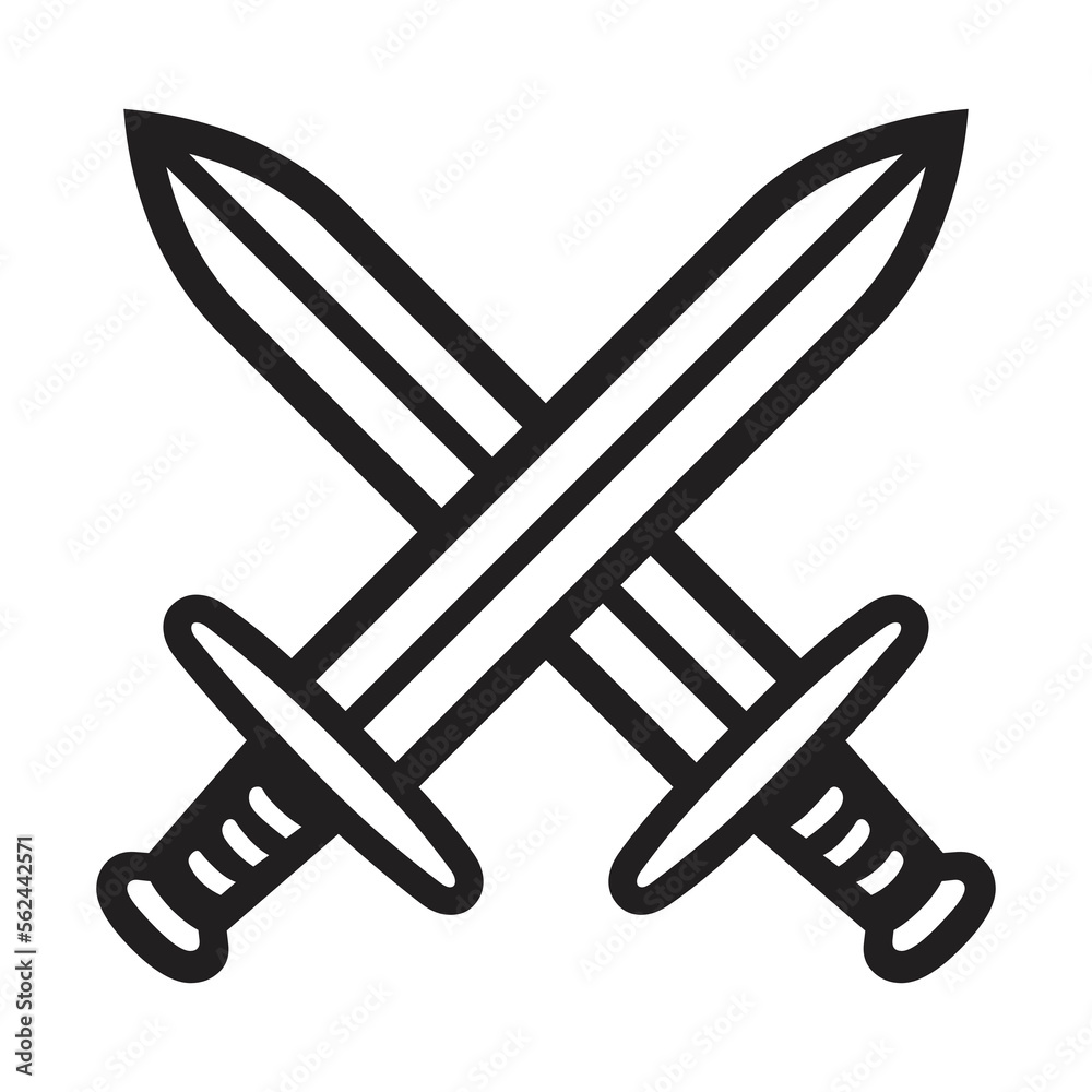 Crossed swords vector flat icon. Isolated swords emoji illustration Stock  Vector